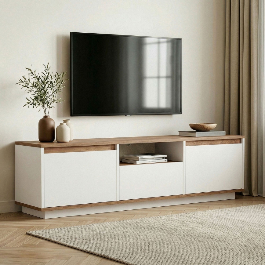 Telerilaud KREDE 160x30 cm valge/männipuit