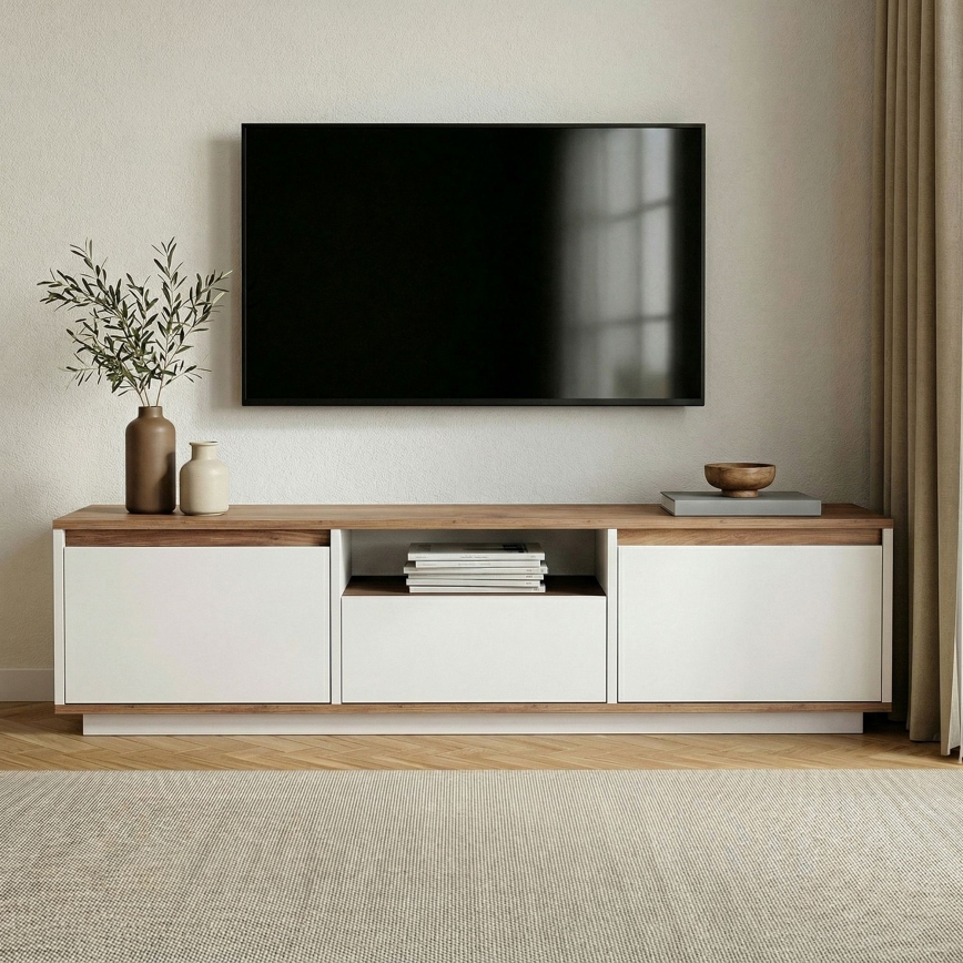 Telerilaud KREDE 160x30 cm valge/männipuit
