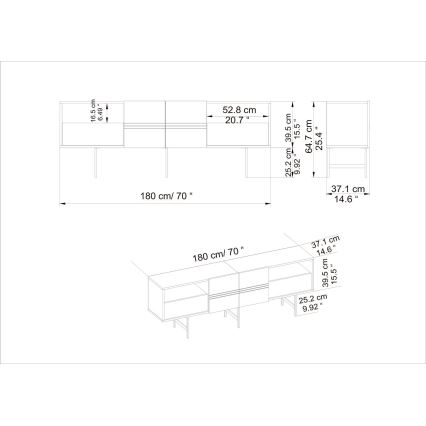 Televiisorilaud DERIN 64,7x180 cm valge