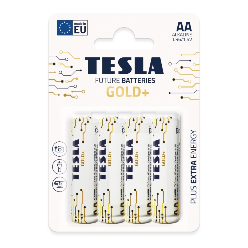 Tesla Batteries - 4 tk Alkaline patarei AA GOLD+ 1,5V 3200 mAh