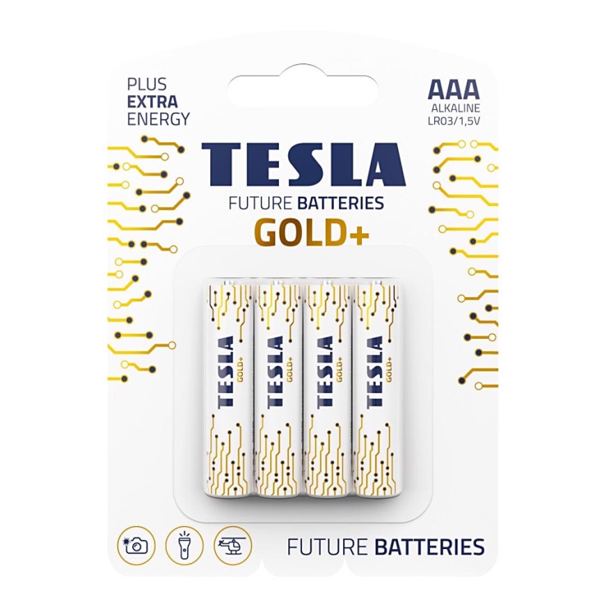 Tesla Batteries - 4 tk Alkaline patarei AAA GOLD+ 1,5V 1350 mAh
