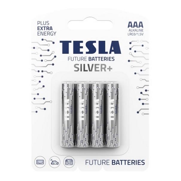 Tesla Batteries - 4 tk Alkaline patarei AAA SILVER+ 1,5V 1300 mAh