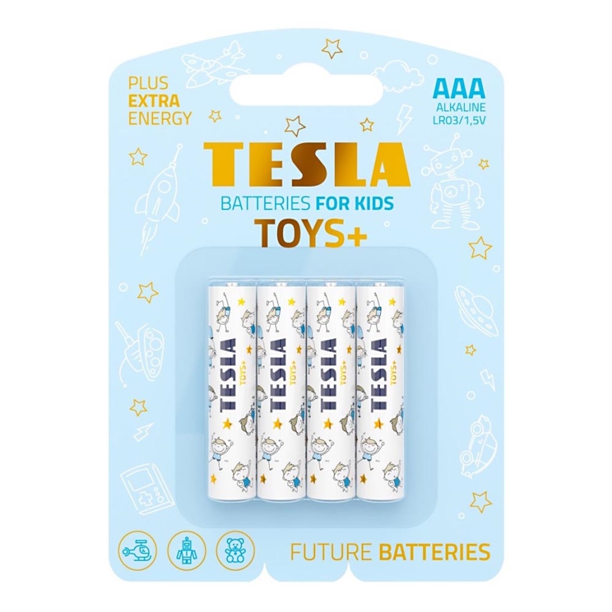 Tesla Batteries - 4 tk Alkaline patarei AAA TOYS+ 1,5V 1300 mAh