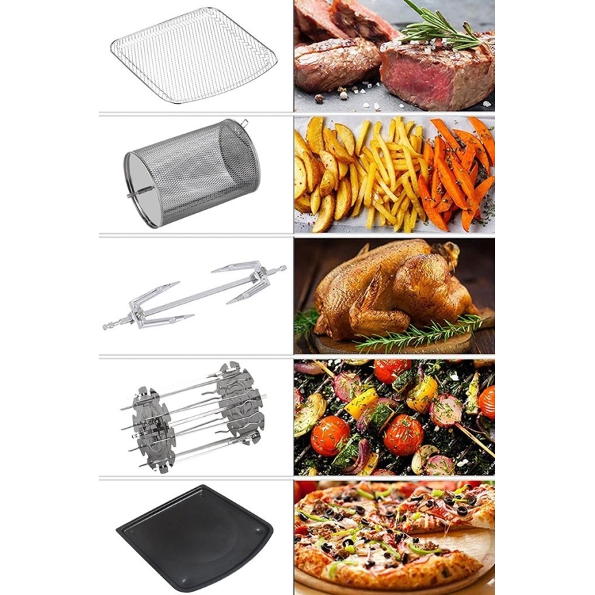 TESLA Electronics AirCook & Grill - Nutikas multifunktsionaalne digitaalne kuumaõhufritüür 12 l 1800W/230V Wi-Fi