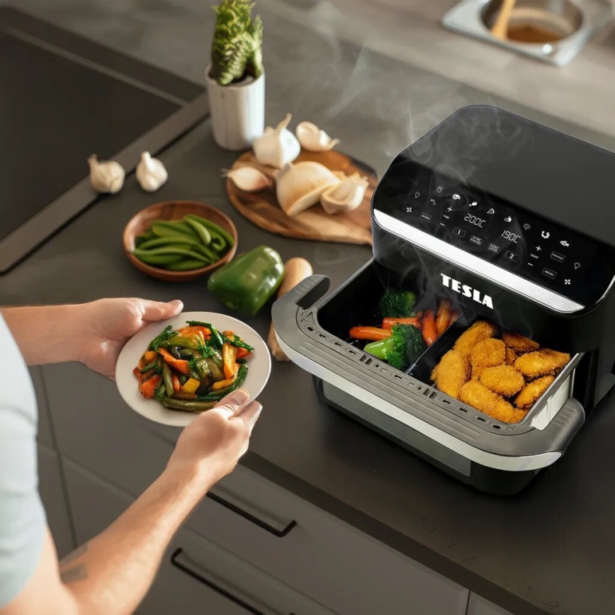 TESLA Electronics AirCook - Multifunktsionaalne topelt digitaalne kuumaõhufritüür 10 l 2400W/230V