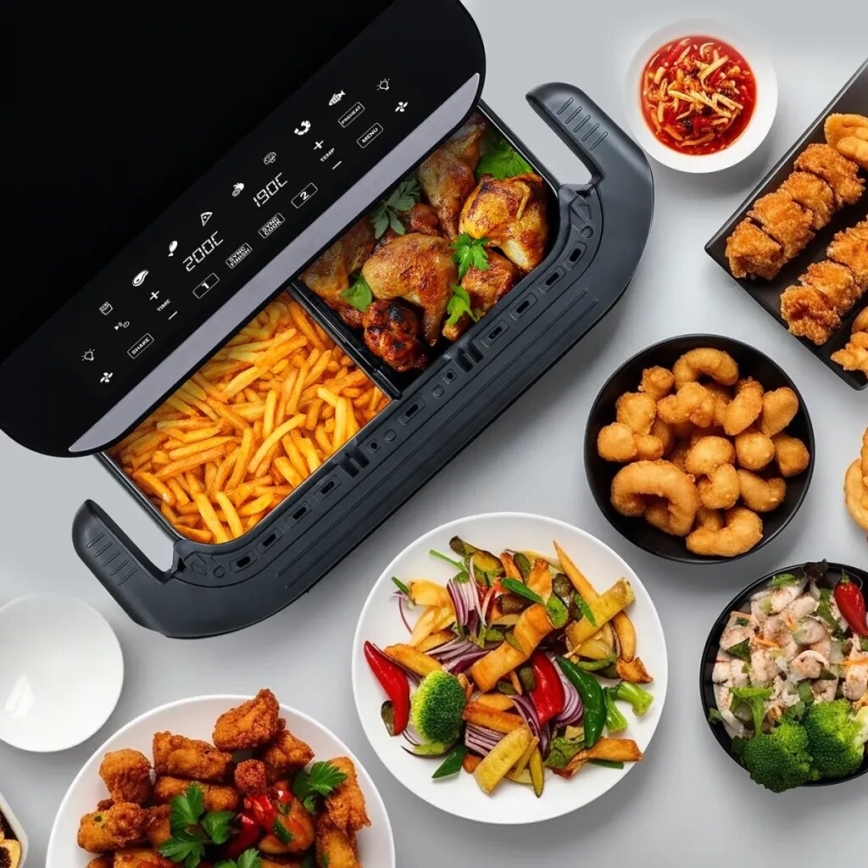 TESLA Electronics AirCook - Multifunktsionaalne topelt digitaalne kuumaõhufritüür 10 l 2400W/230V
