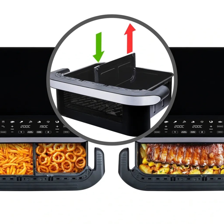 TESLA Electronics AirCook - Multifunktsionaalne topelt digitaalne kuumaõhufritüür 10 l 2400W/230V