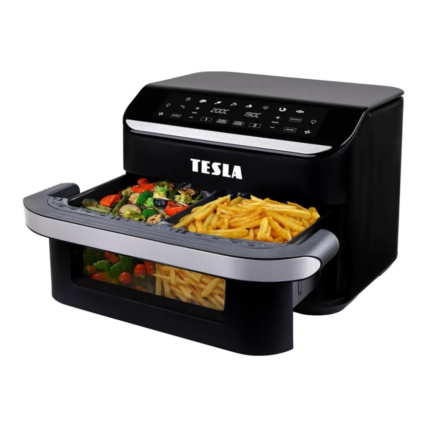 TESLA Electronics AirCook - Multifunktsionaalne topelt digitaalne kuumaõhufritüür 10 l 2400W/230V