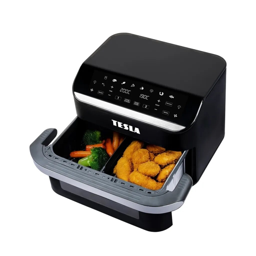 TESLA Electronics AirCook - Multifunktsionaalne topelt digitaalne kuumaõhufritüür 10 l 2400W/230V