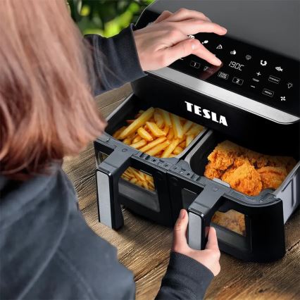 TESLA Electronics AirCook - Multifunktsionaalne topelt digitaalne kuumaõhufritüür 9 l 2400W/230V