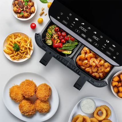 TESLA Electronics AirCook - Multifunktsionaalne topelt digitaalne kuumaõhufritüür 9 l 2400W/230V