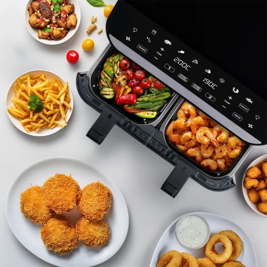 TESLA Electronics AirCook - Multifunktsionaalne topelt digitaalne kuumaõhufritüür 9 l 2400W/230V