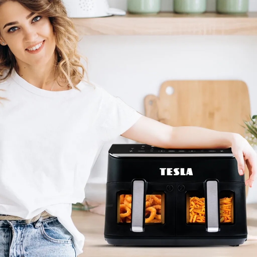 TESLA Electronics AirCook - Multifunktsionaalne topelt digitaalne kuumaõhufritüür 9 l 2400W/230V