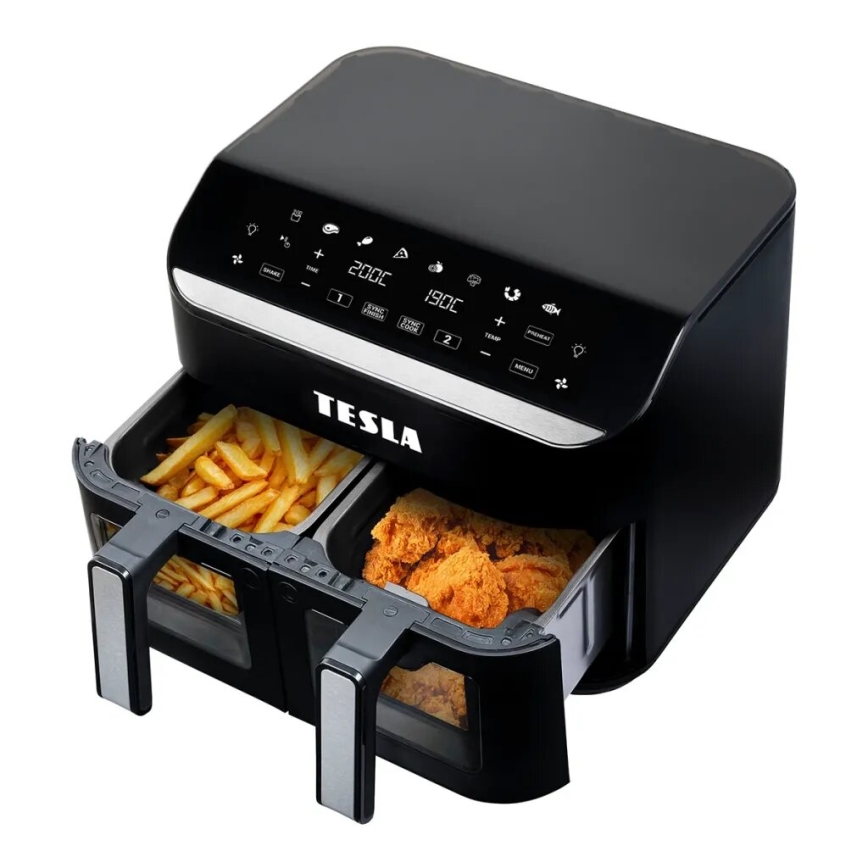 TESLA Electronics AirCook - Multifunktsionaalne topelt digitaalne kuumaõhufritüür 9 l 2400W/230V