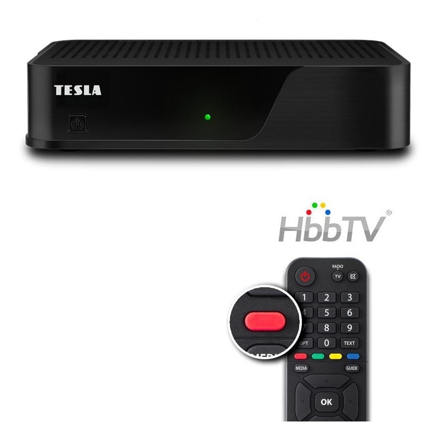 TESLA Electronics - DVB-T2 H.265 (HEVC) vastuvõtja HbbTV-toega, 12V + kaugjuhtimispult
