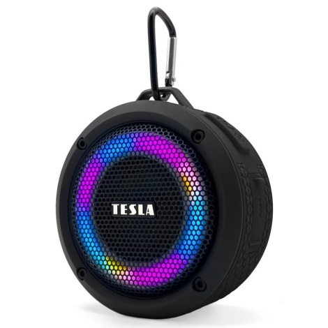 TESLA Electronics - LED RGB Juhtmevaba kõlar 5W/1200 mAh/3,7V IPX7 must