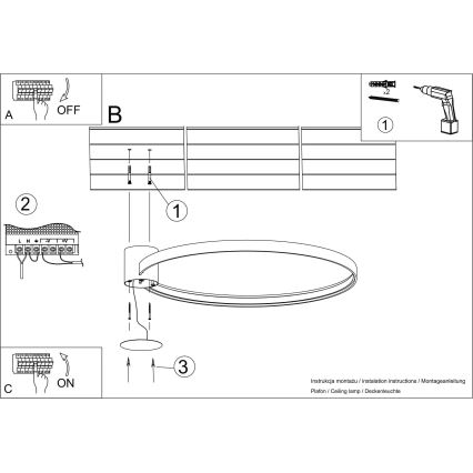 Thoro TH.223 - LED laelamp RIO LED/30W/230V CRI 98 4000K läbimõõt 55 cm kuldne