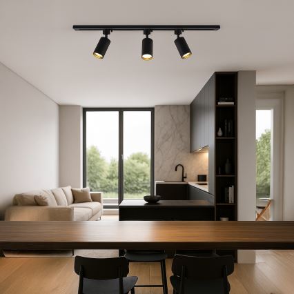 TIGER liistuga süsteemi punktvalgusti 3xGU10/10W/230V must