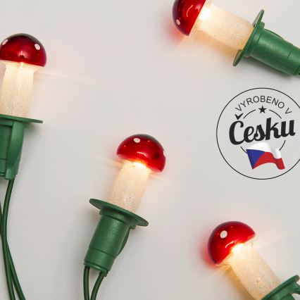 Valguskett TOADSTOOL 12xE10/10,7m, punane, Valmistatud Tšehhis