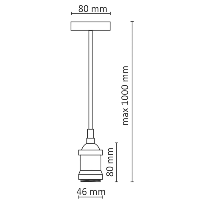 Toitekaabel 1xE27/20W/230V 100cm