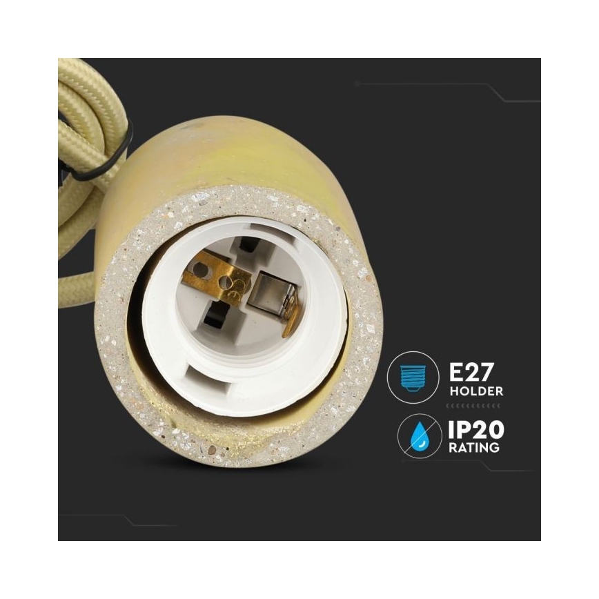Toitekaabel 1xE27/60W/230V betoon/kollane
