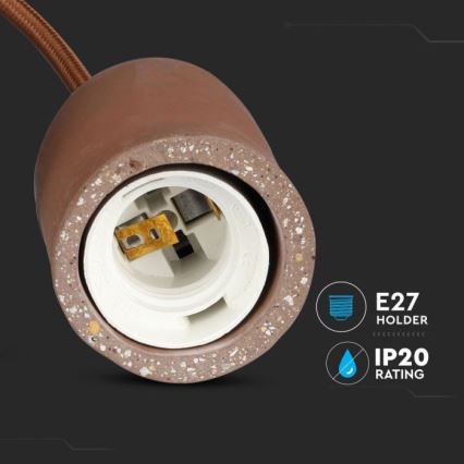 Toitekaabel 1xE27/60W/230V betoon/pruun