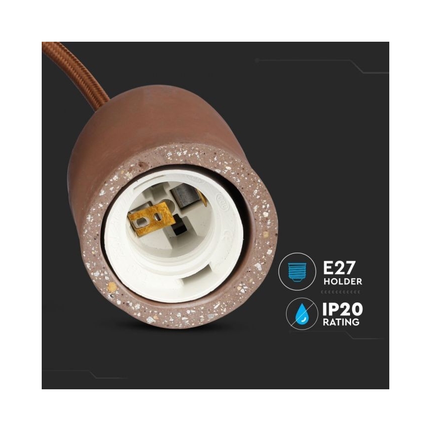 Toitekaabel 1xE27/60W/230V betoon/pruun