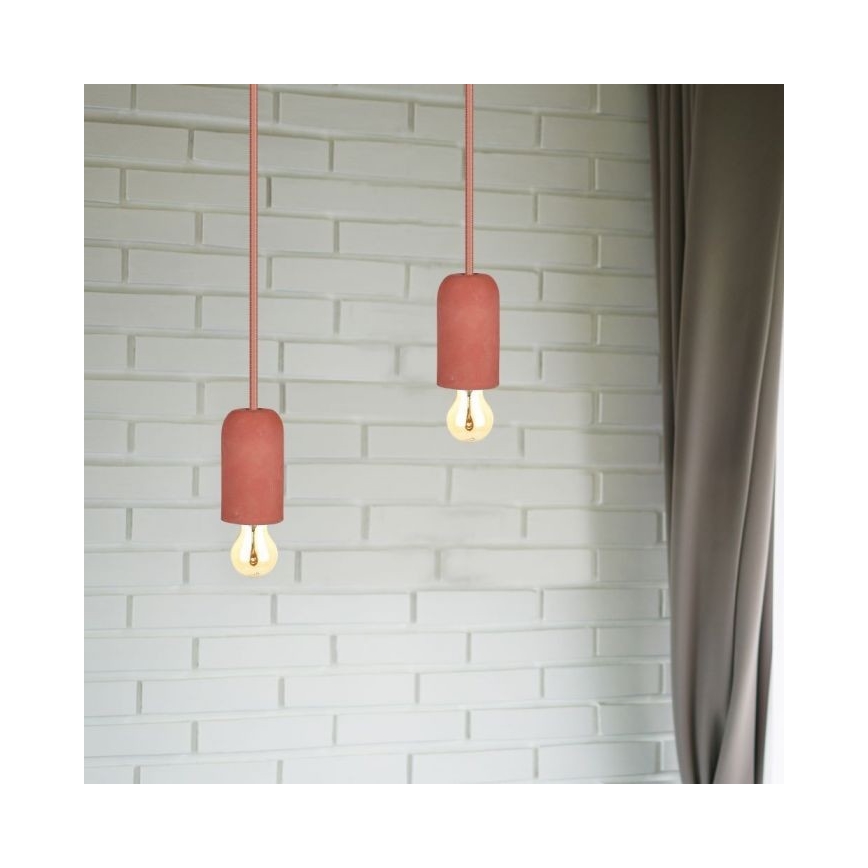 Toitekaabel 1xE27/60W/230V betoon/punane