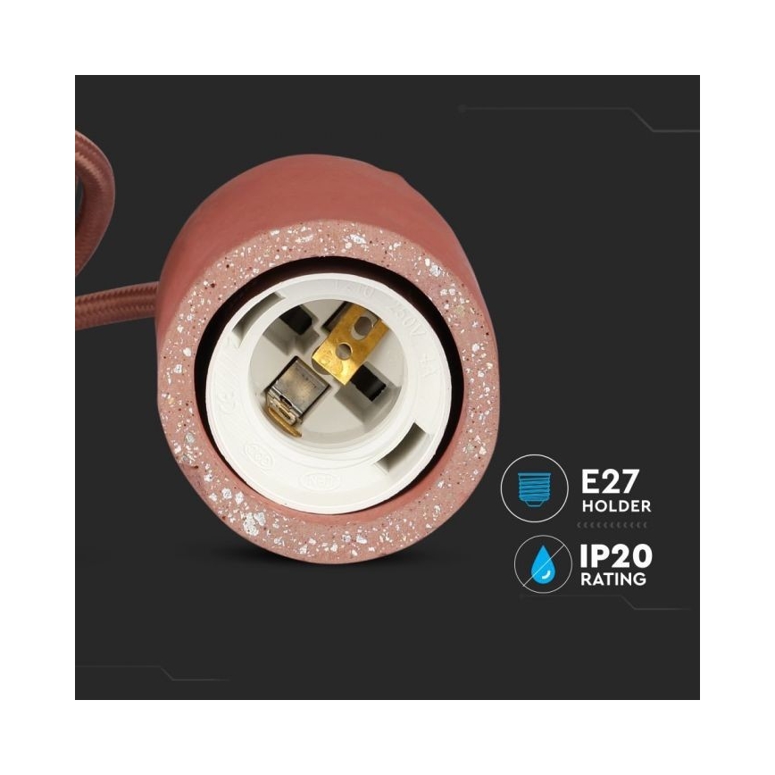 Toitekaabel 1xE27/60W/230V betoon/punane