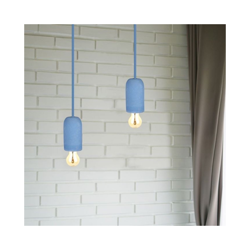 Toitekaabel 1xE27/60W/230V betoon/sinine