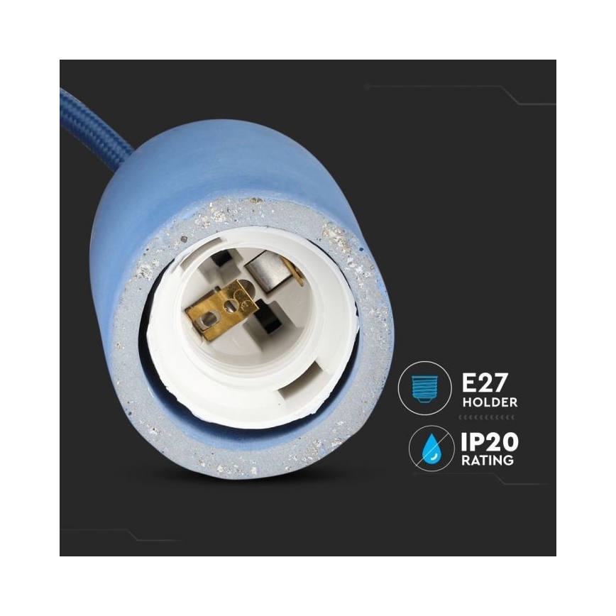 Toitekaabel 1xE27/60W/230V betoon/sinine
