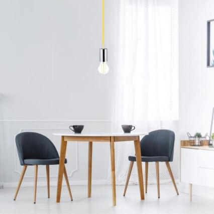 Toitekaabel 1xE27/60W/230V kollane/läikiv kroom