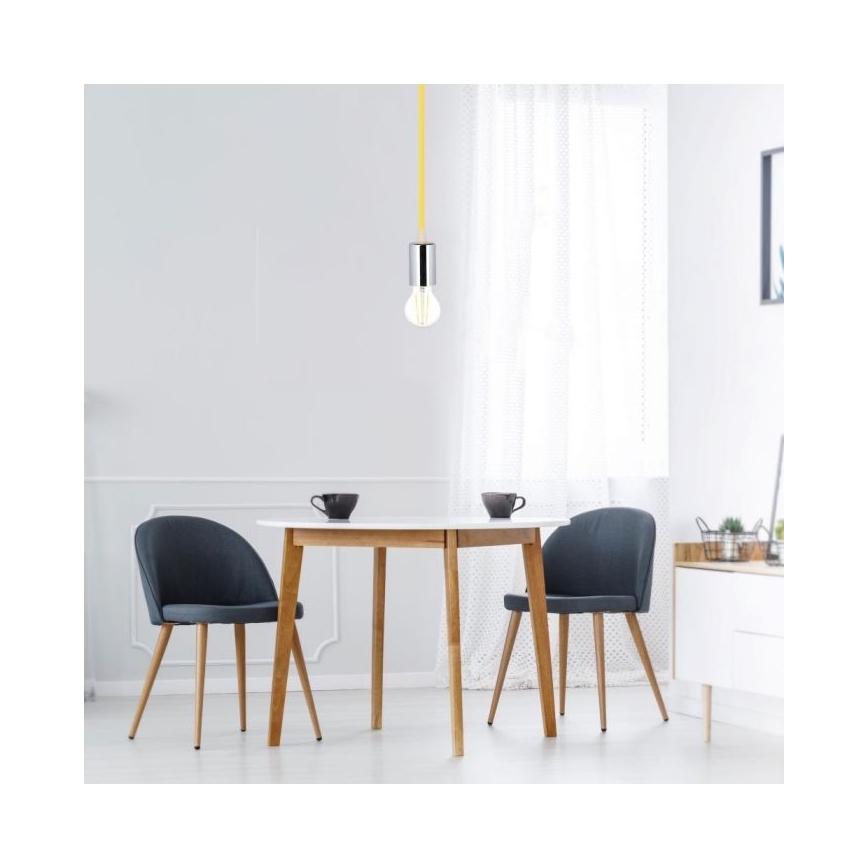 Toitekaabel 1xE27/60W/230V kollane/läikiv kroom