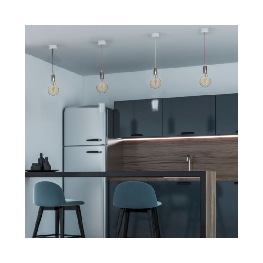 Toitekaabel 1xE27/60W/230V kollane/läikiv kroom