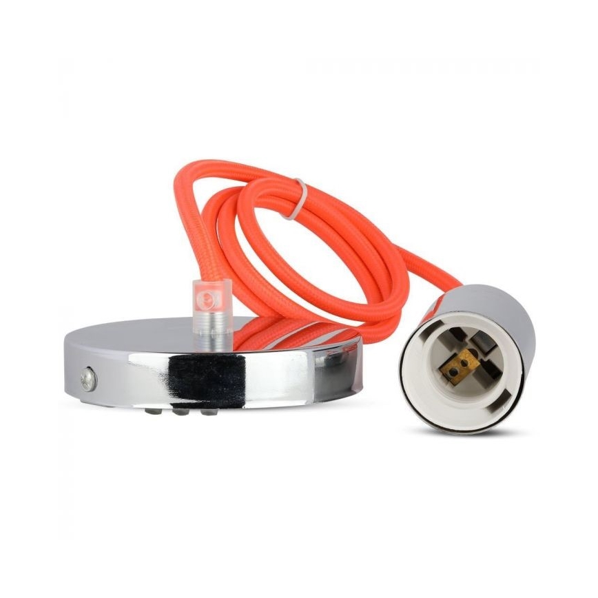 Toitekaabel 1xE27/60W/230V oranž/läikiv kroom