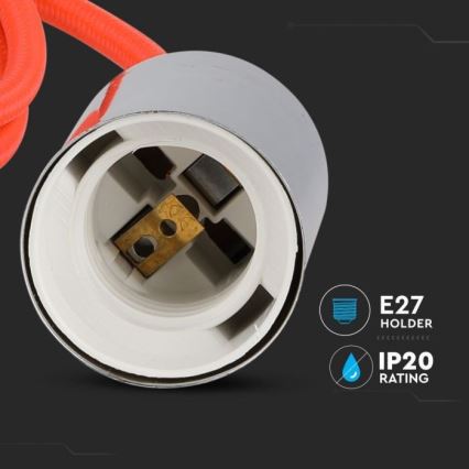 Toitekaabel 1xE27/60W/230V oranž/läikiv kroom