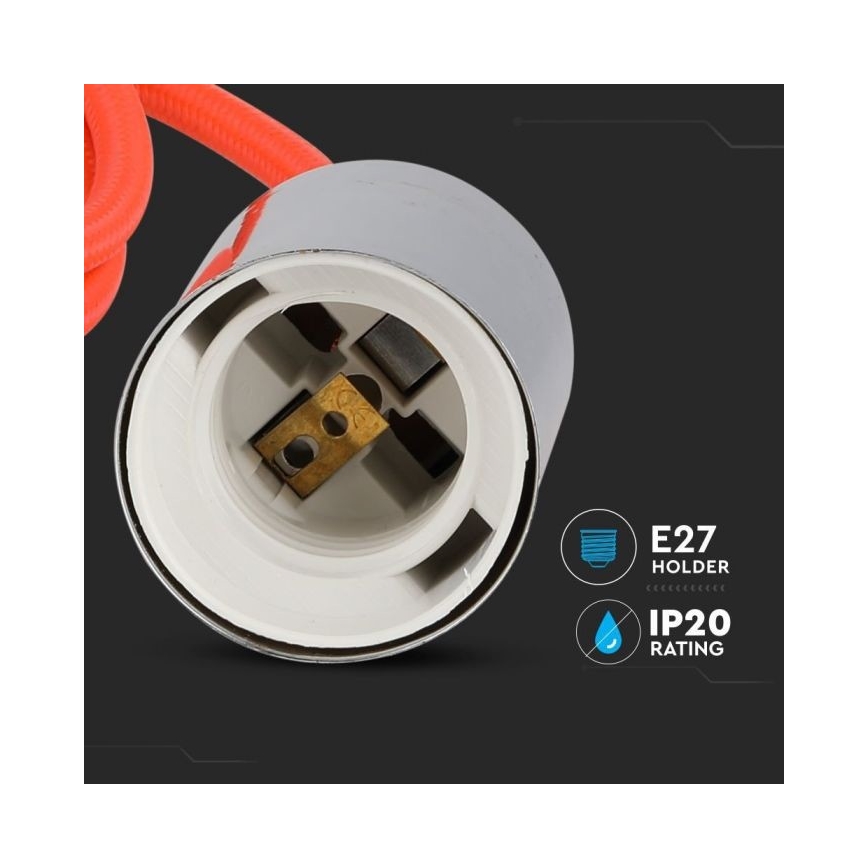 Toitekaabel 1xE27/60W/230V oranž/läikiv kroom