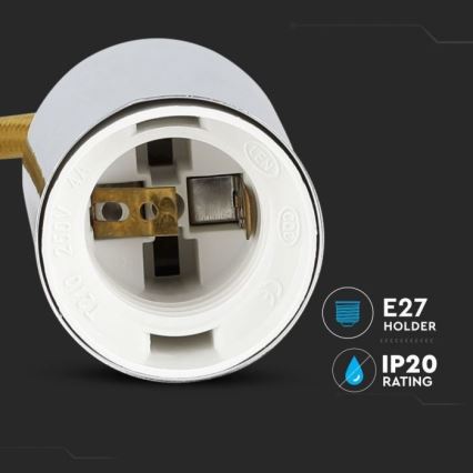 Toitekaabel 1xE27/60W/230V pruun/läikiv kroom