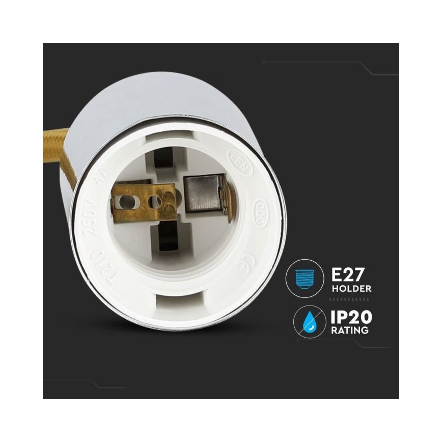 Toitekaabel 1xE27/60W/230V pruun/läikiv kroom