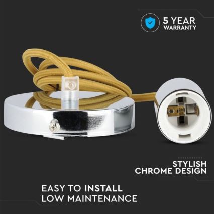 Toitekaabel 1xE27/60W/230V pruun/läikiv kroom