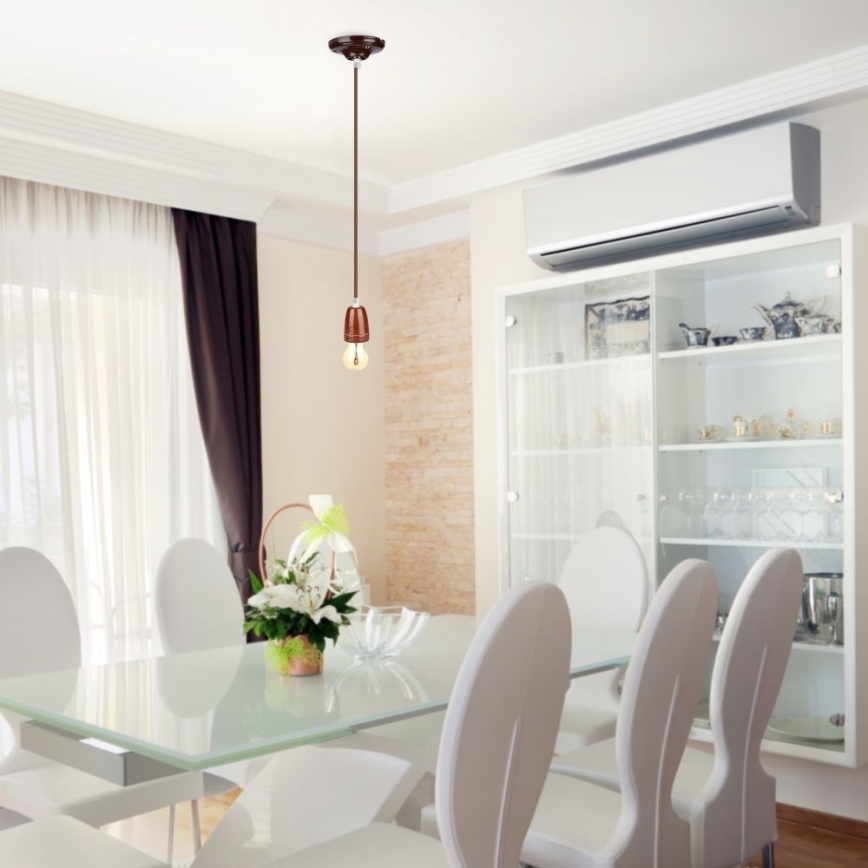 Toitekaabel 1xE27/60W/230V pruun/portselan