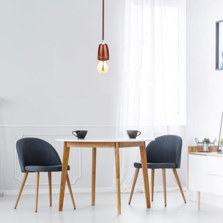 Toitekaabel 1xE27/60W/230V pruun/portselan