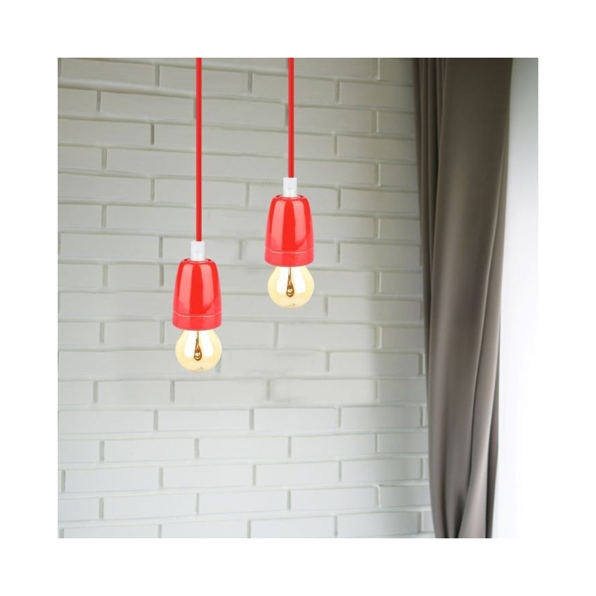 Toitekaabel 1xE27/60W/230V punane/portselan