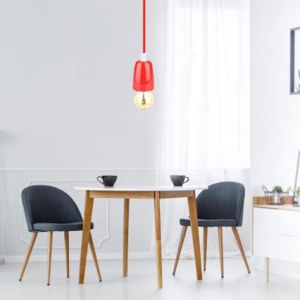 Toitekaabel 1xE27/60W/230V punane/portselan