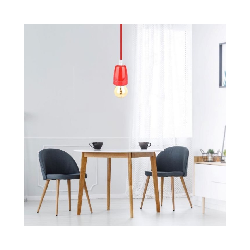 Toitekaabel 1xE27/60W/230V punane/portselan