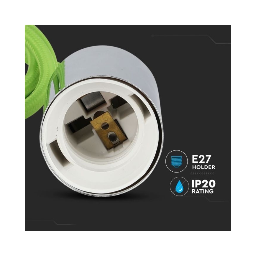 Toitekaabel 1xE27/60W/230V roheline/läikiv kroom