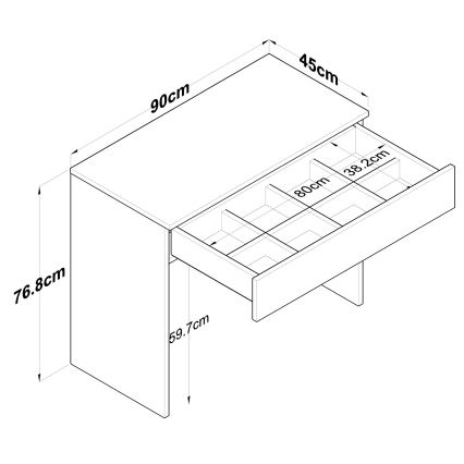 Töölaud RANI 90x76,8 cm valge