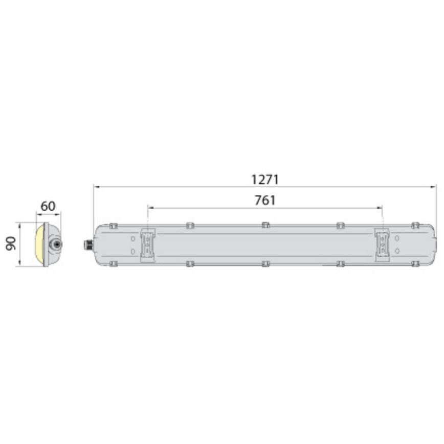Tööstuslik luminofoorvalgusti 2xG13/18W/230V IP65 1270 mm