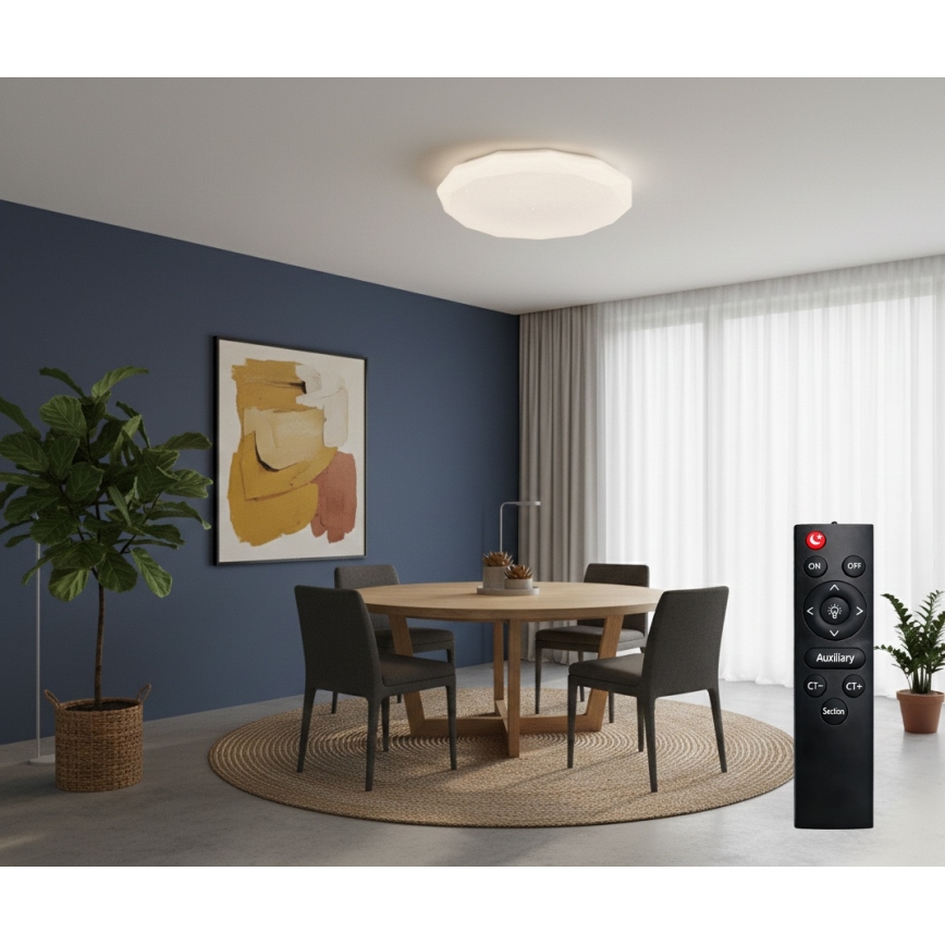 Top Light - LED hämardatav vannitoa laelamp SPARKLE LED/60W/230V 3000-6500K IP44 Ø 49 cm valge + kaugjuhtimispult