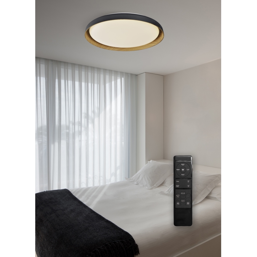 Top Light - LED Hämardatav laevalgusti SATELLITE LED/48W/230V 3000-6500K d. 53 cm must/pruun + kaugjuhtimispult